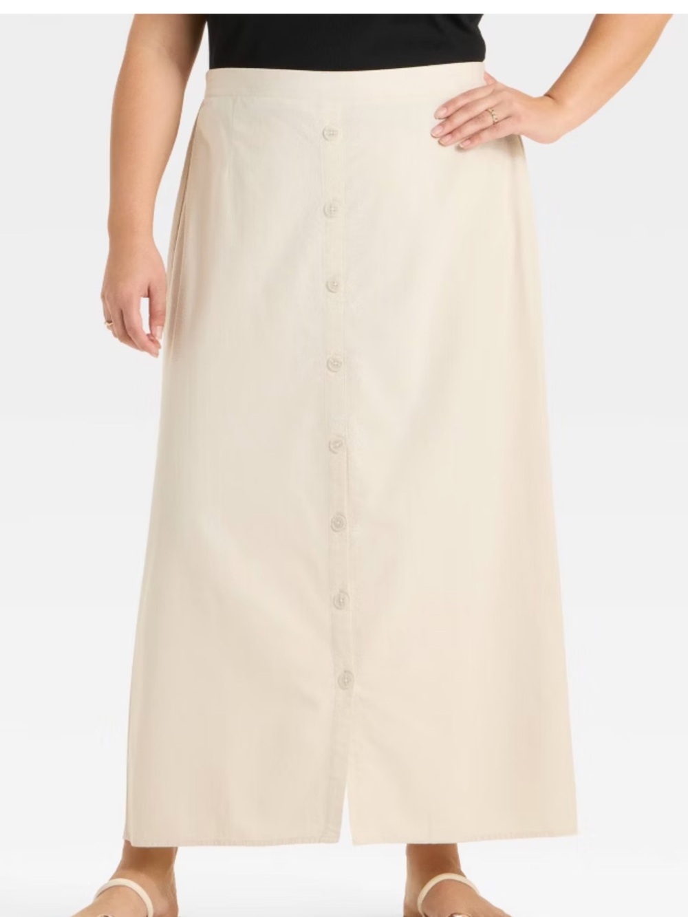 Ava & Viv Cream Button-Front Maxi Skirt